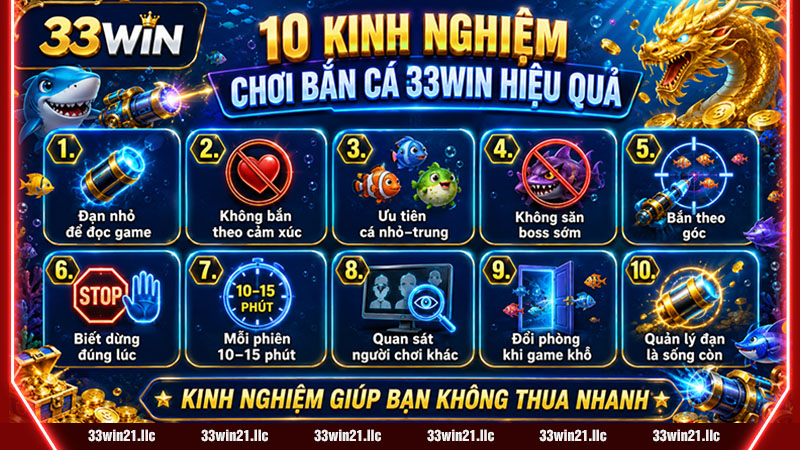 10 kinh nghiệm chơi bắn cá 33win hiệu quả