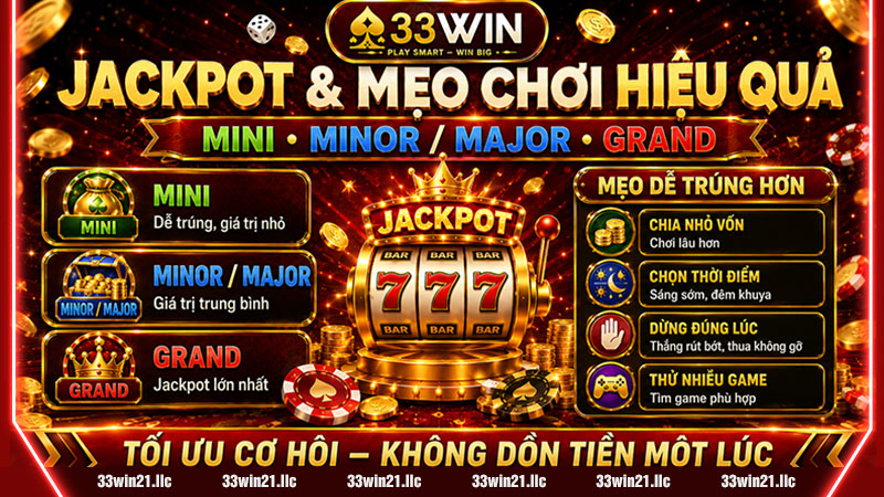Jackpot và mẹo chơi nổ hũ 33win hiệu quả