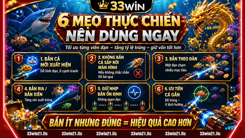 Mẹo chơi bắn cá 33win thực chiến dễ thắng
