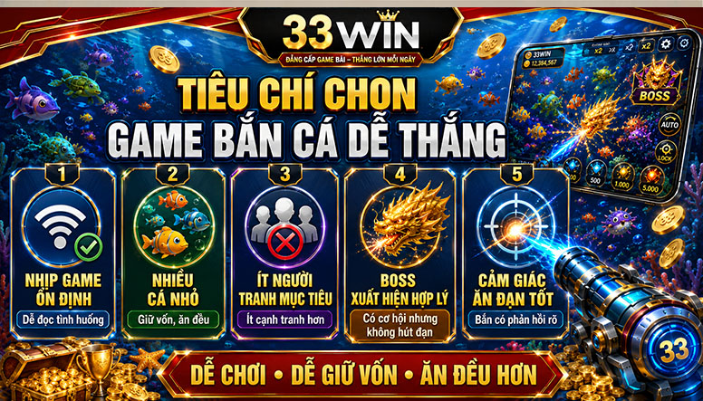 Tiêu chí chọn game bắn cá 33win dễ thắng