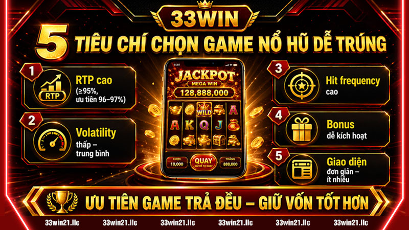 5 tiêu chí chọn game nổ hũ 33win dễ trúng