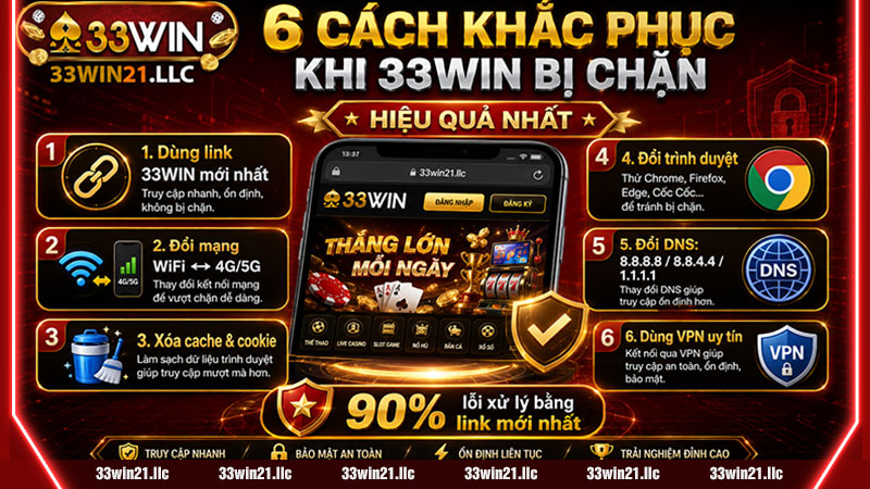 Cách khắc phục tạm thời khi 33win bị chặn