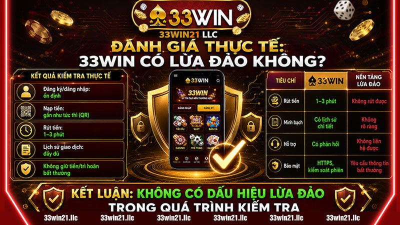 Đánh giá thực tế: 33win có lừa đảo không?