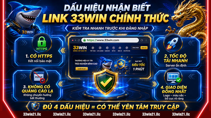 Dấu hiệu nhận biết link 33win chính thức